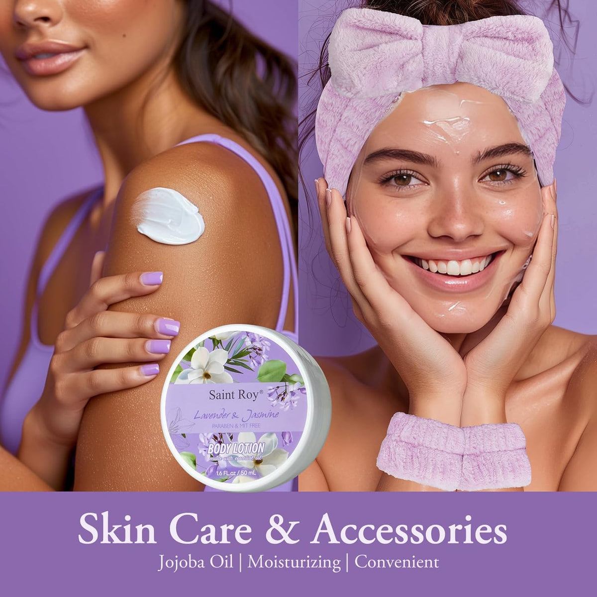 Home Spa Gift Basket for Women, Lavender Jasmine Bath & Body Care Kit | Bath and Body Gift Baskets, Self Care Birthday Gift for Women, Spa Gifts for Birthday, Christmas